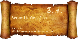 Bencsik Ariella névjegykártya